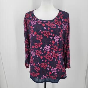 Parsley & Sage Blouse Womens Large Abstract Floral Blue Pink